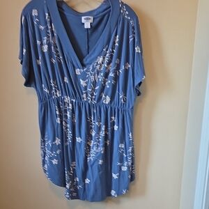 Old Navy Blue and White Floral Maternity Blouse